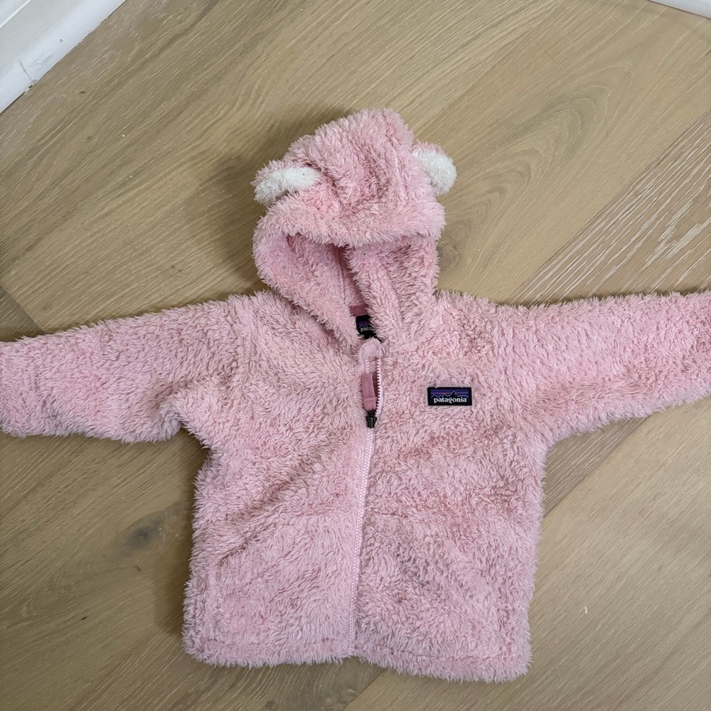 Patagonia Fuzzy Pink Bear Jacket - 3-6 months